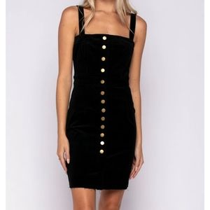 NEW Black Velvet Button-Down Pinafore Dress